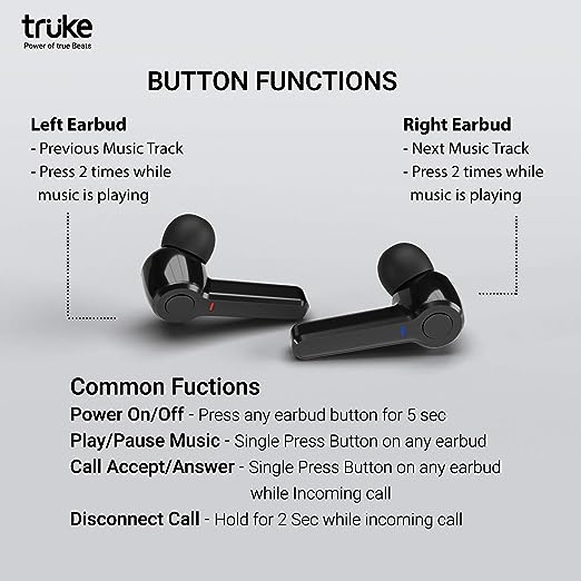 truke Fit Buds 5.0 Bluetooth Truly Wireless In Ear Earbuds with Mic (TWS), with 10mm Driver, with 500mAh Case for 20hrs Music Playtime, Quick Paring (Black) truke Fit Buds 5.0 Bluetooth Truly Wireless In Ear Earbuds with Mic (TWS), with 10mm Driver, with 500mAh Case for 20hrs Music Playtime, Quick Paring (Black)